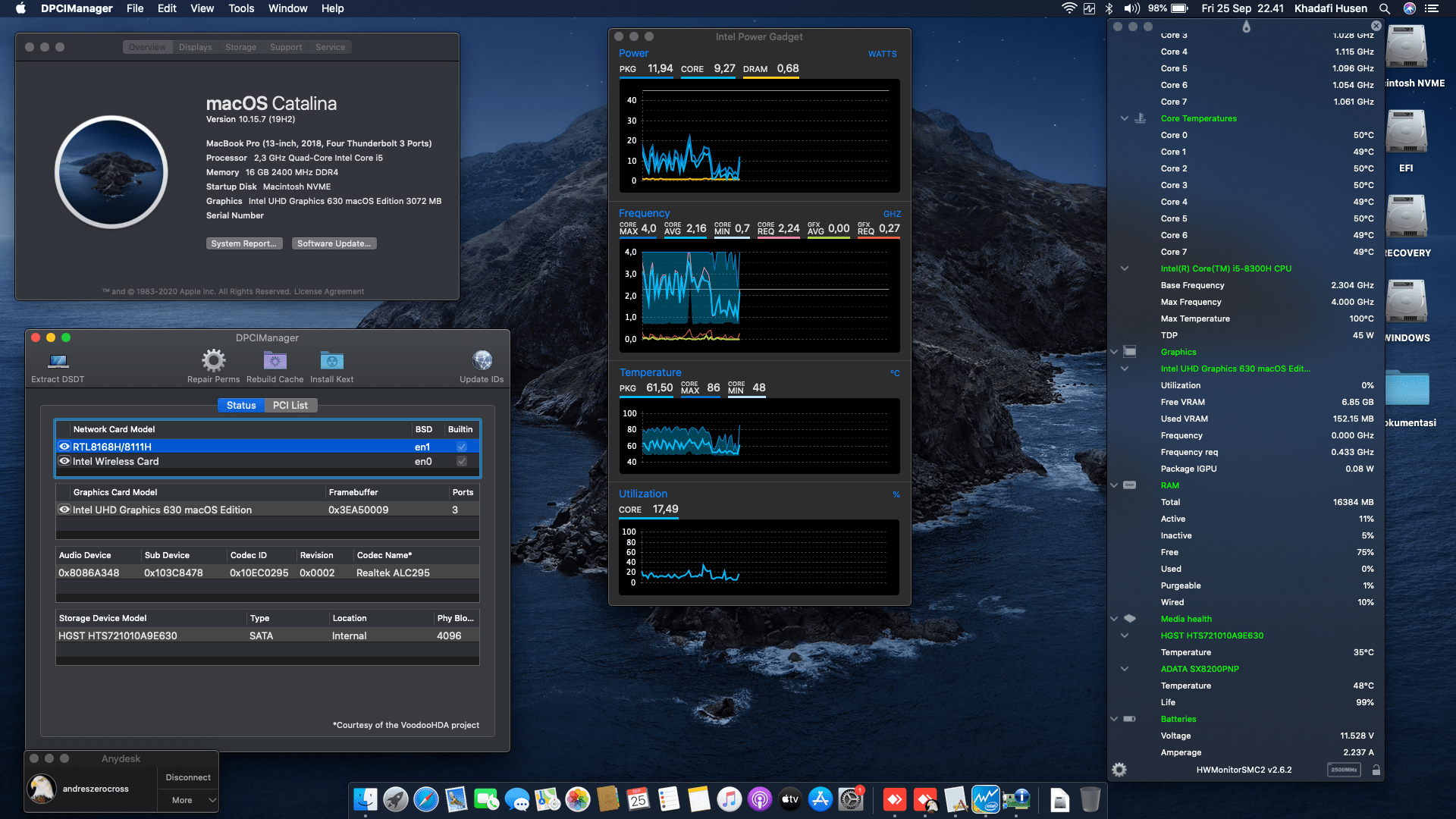 Success Hackintosh macOS Catalina 10.15.7 Build 19H2 at HP Gaming Pavilion 15-CX0056WM